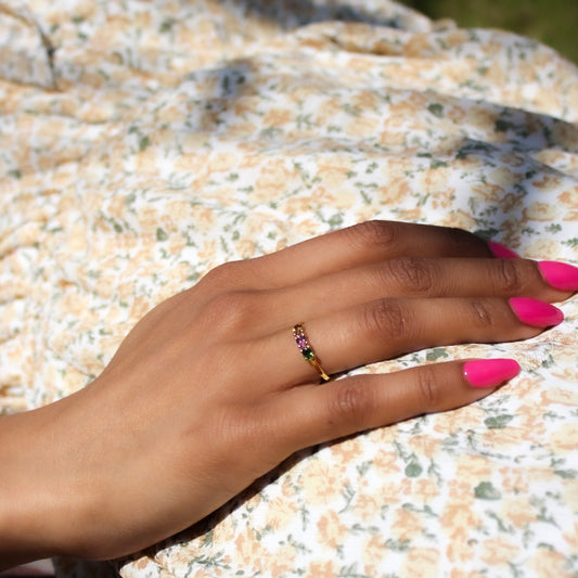 Tourmaline Ring, Pink Tourmaline Ring, Green Summer Jewellery Tourmaline Ring, Yellow Tourmaline Ring, women's jewellery, women's rings