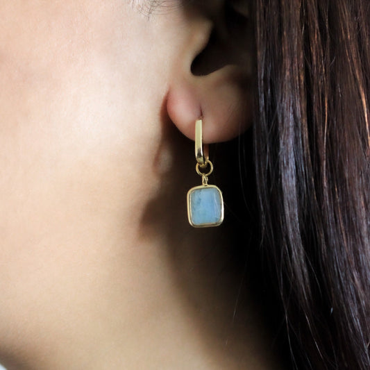 Aquamarine Earrings, Aquamarine Hoops, Small Earrings