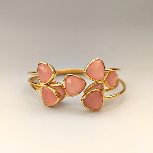 Pink chalcedony, 18k Gold Vermeil Jewellery for Women