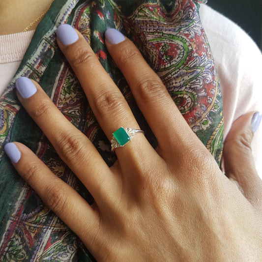 Green Onyx Ring in Silver, green onyx, Rings, green onyx jewellery