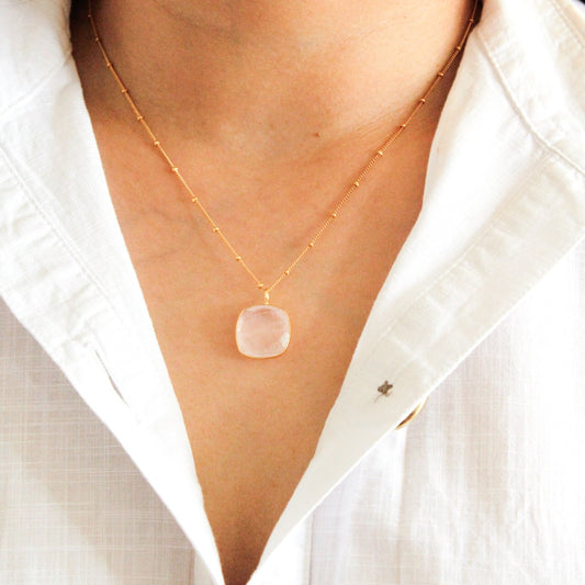 Rose Quartz Necklace, gold vermeil, gold vermeil necklace, women's jewellery