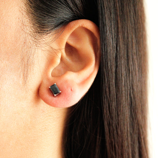 Silver Sapphire Studs
