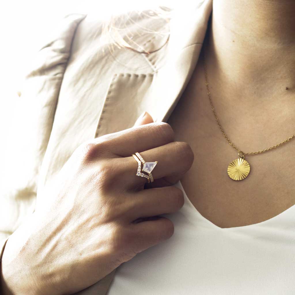 Kite Shaped Moonstone Ring