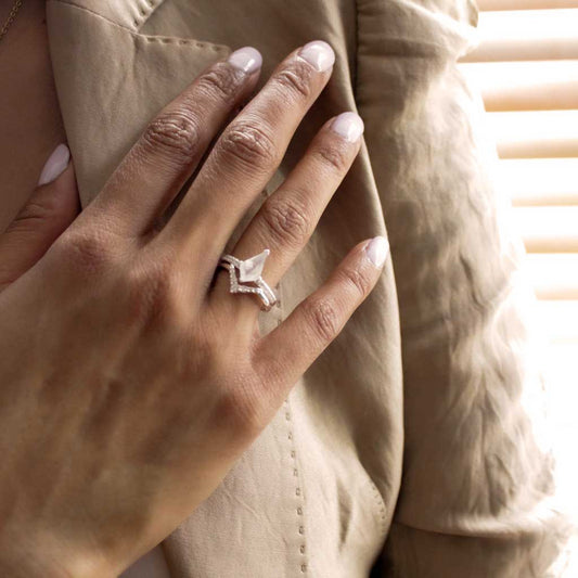 Eloise Moonstone Ring in Silver - SOMYA LONDON