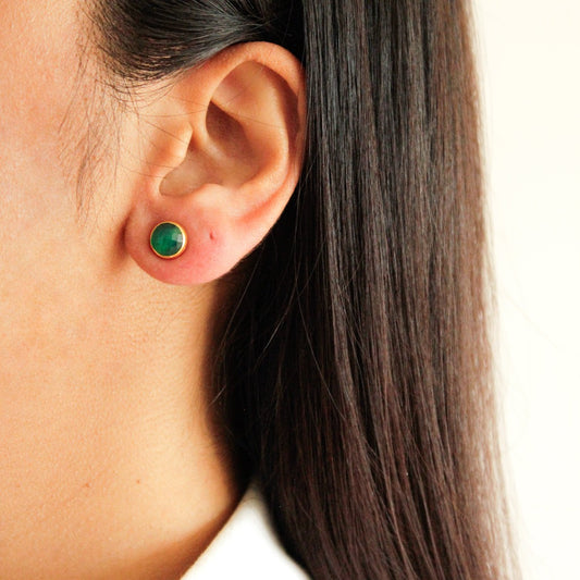 green onyx studs, Green onyx, Green onyx earrings