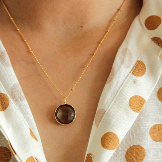 Smoky Quartz Ball Chain Necklace