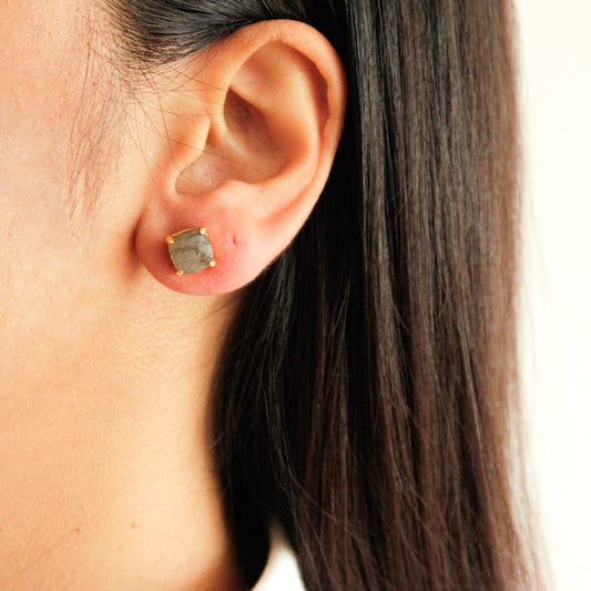 14k Gold Vermeil Square Labradorite Studs, Round Labradorite Studs, labradorite, Labradorite earrings, Labradorite earrings uk, Labradorite jewellery, labradorite jewellery uk, labradorite spiritual properties