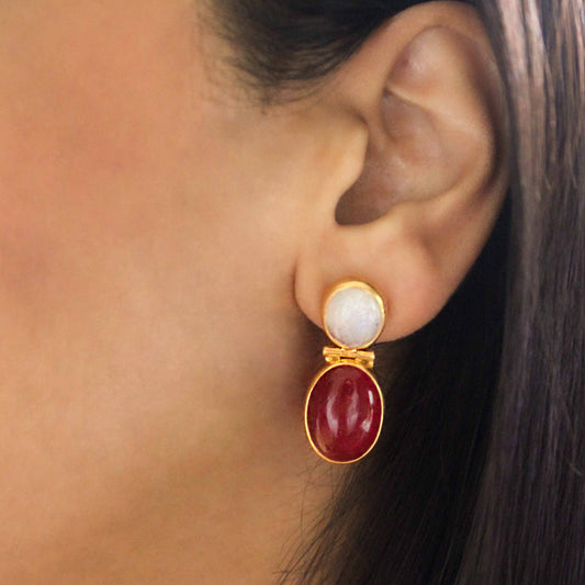 Larisa Red Quartz Earrings - SOMYA LONDON