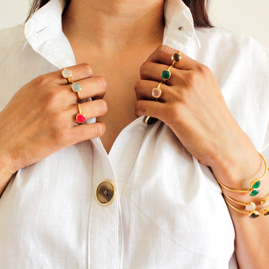 Rea Moonstone ring, Ring, Gold Moonstone Ring, Moonstone Ring, moonstone jewellery, moon ring, stacking ring, Rings, ring moonstone, gold vermeil moonstone ring, summer jewellery, green onyx ring, summer jewellery, sustainable jewellery