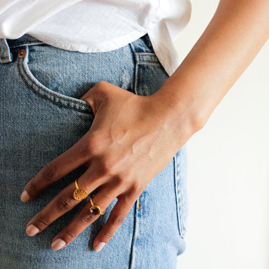 Smoky Quartz and Floral Ring