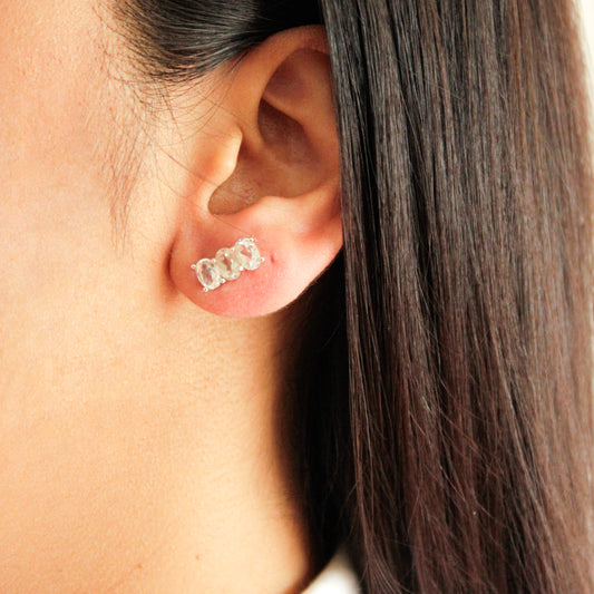 Tri Zircon Silver Studs