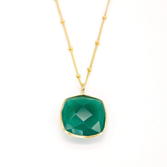 green onyx, green onyx jewellery, green onyx necklace, gold vermeil