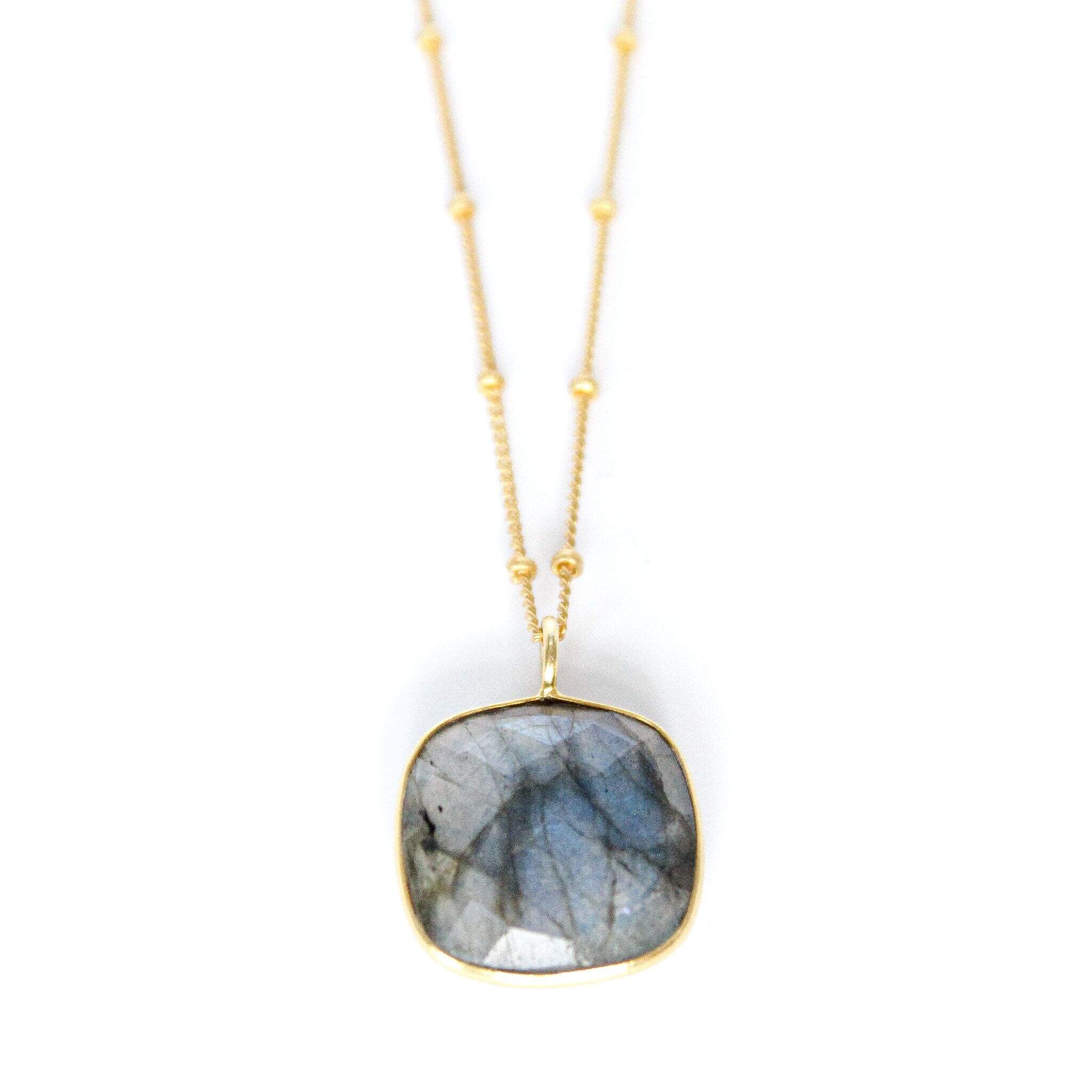 BIG Lot Natural Blue Labradorite Stone Silver Plated Bezel Necklace Pendant  P150 | eBay