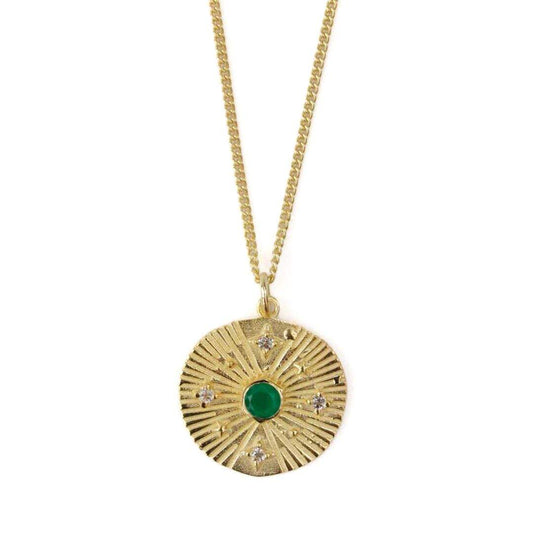 Celestial Green Onyx Coin Necklace - SOMYA LONDON