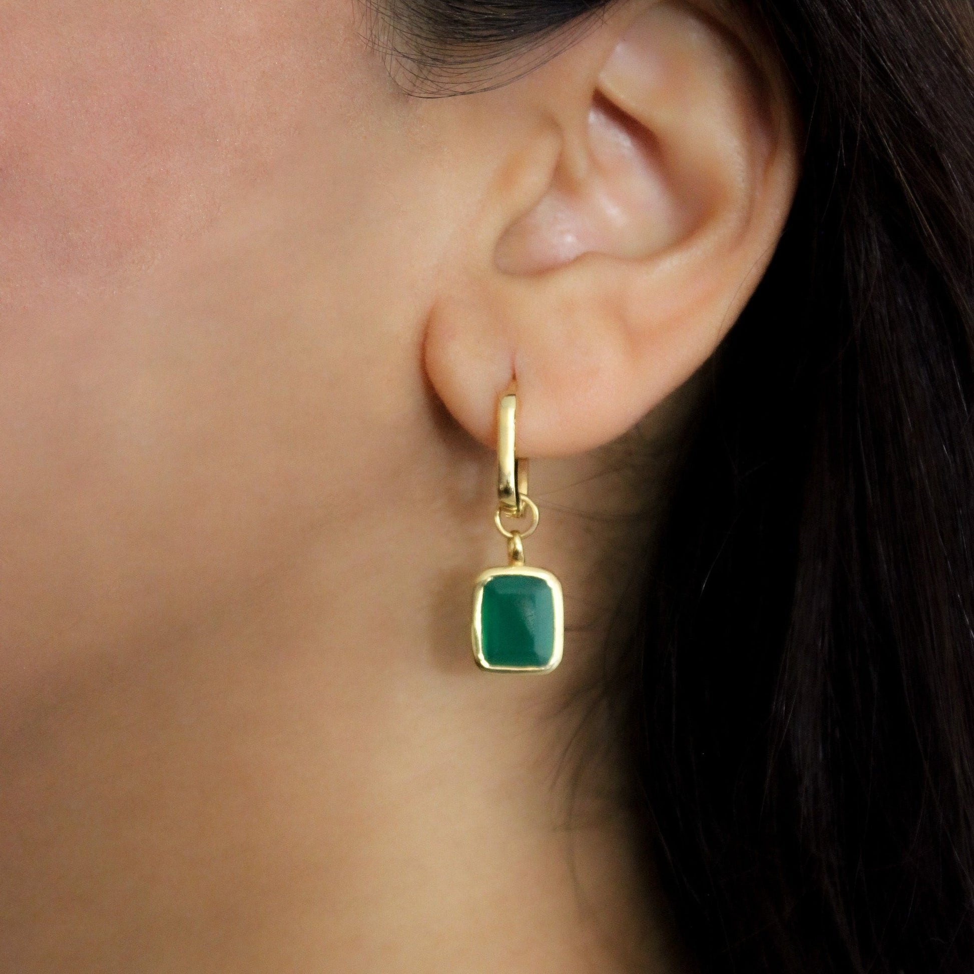 Green Onyx Earrings, Green Onyx Hoops, Gift Ideas for women