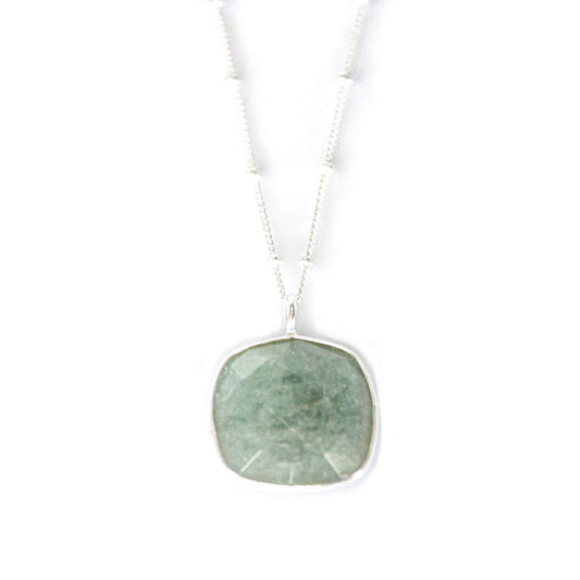 Sterling Silver Necklace in Aquamarine Gemstone