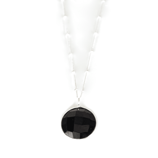 Silver necklace, silver black onyx necklace, black onyx necklaces, black stone necklace, black onyx jewellery