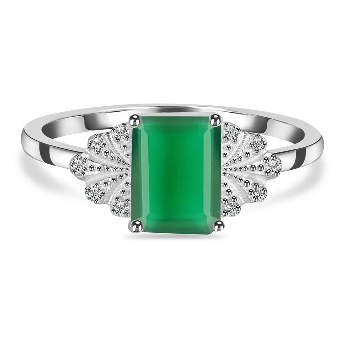 Green Onyx Ring in Silver, Art deco ring, green onyx, Rings, green onyx meaning green onyx stone benefits