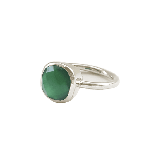 Sterling silver green onyx ring, green onyx ring, Green onyx, 