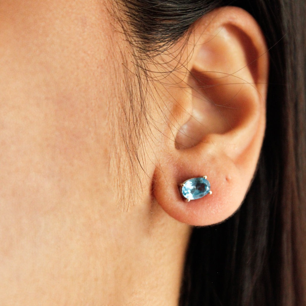 blue topaz stud earrings uk