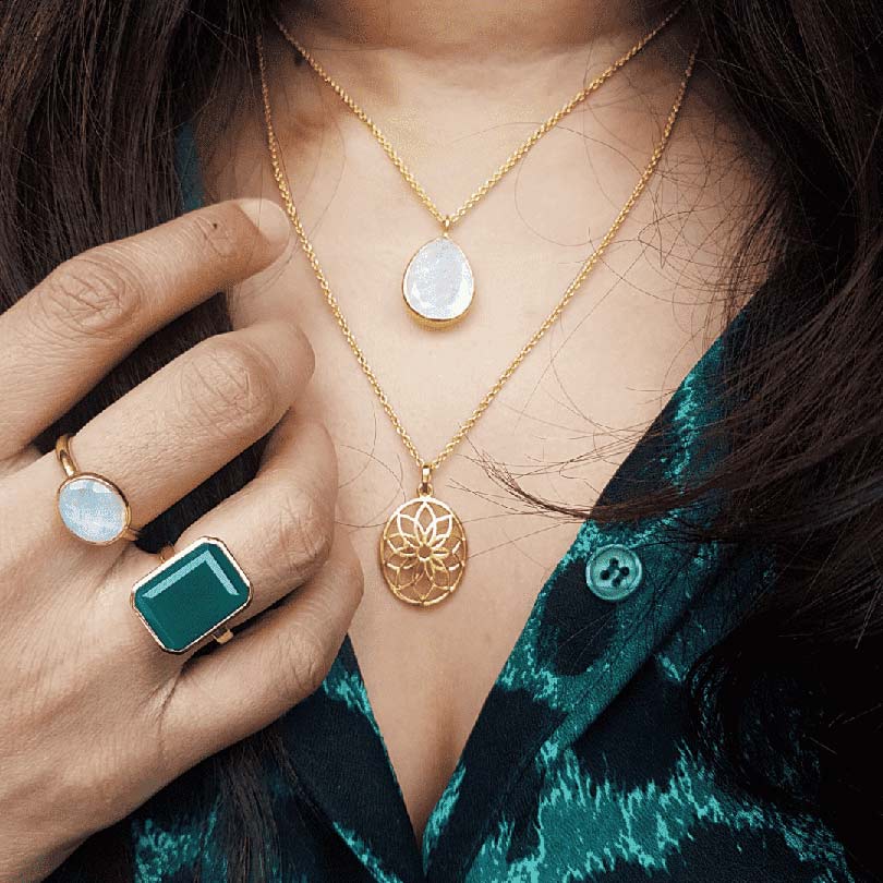 Amara moonstone necklace, necklace, Shop London, Somya London, Moonstone Jewellery, Women's Necklaces 
