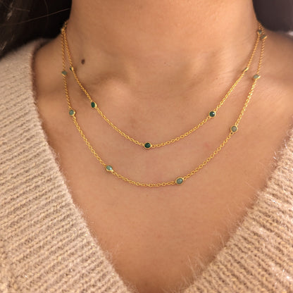 Green Onyx Necklace in Gold Vermeil