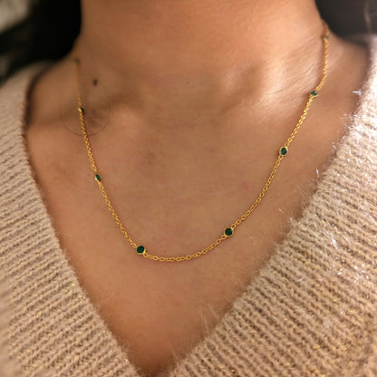 Green Onyx, gold vermeil, Station Necklace