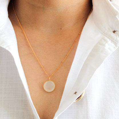 Milky Chalcedony Ball Chain Necklace