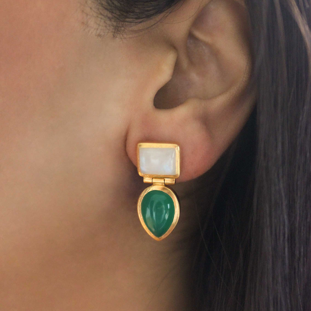 Celine Green Onyx Earrings - SOMYA LONDON