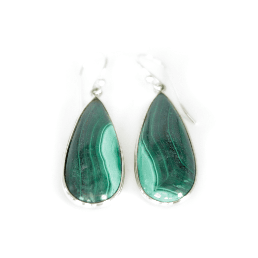 Silver sales malachite earrings