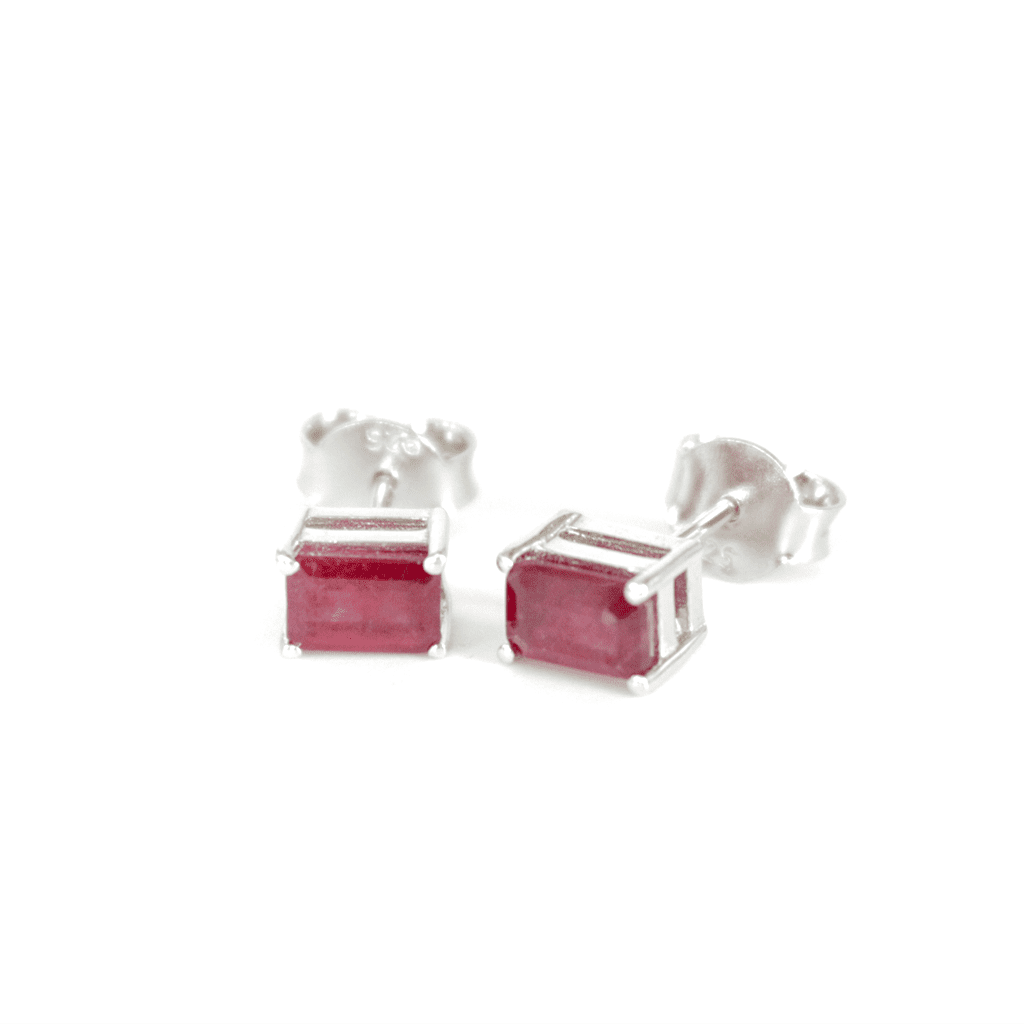 Silver Ruby Studs
